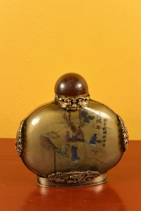 Glas Schnupftabakflasche Reisfeld 3