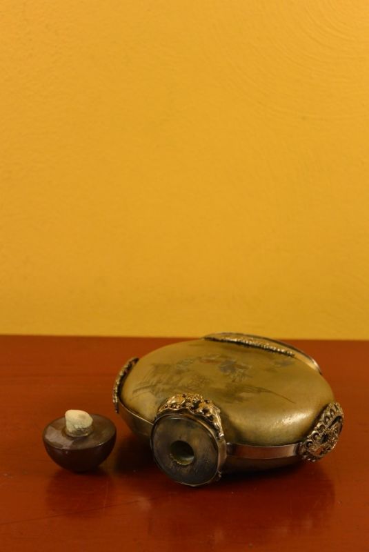 Glas Schnupftabakflasche Reisfeld 5