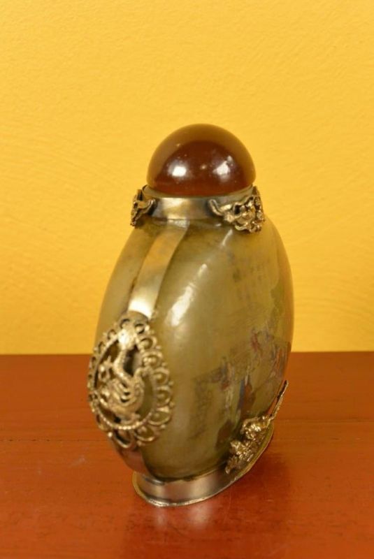 Glas Schnupftabakflasche Reisfeld 4