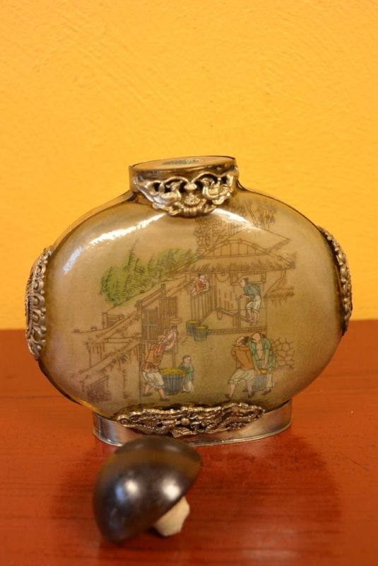 Glas Schnupftabakflasche Reisfelder 5