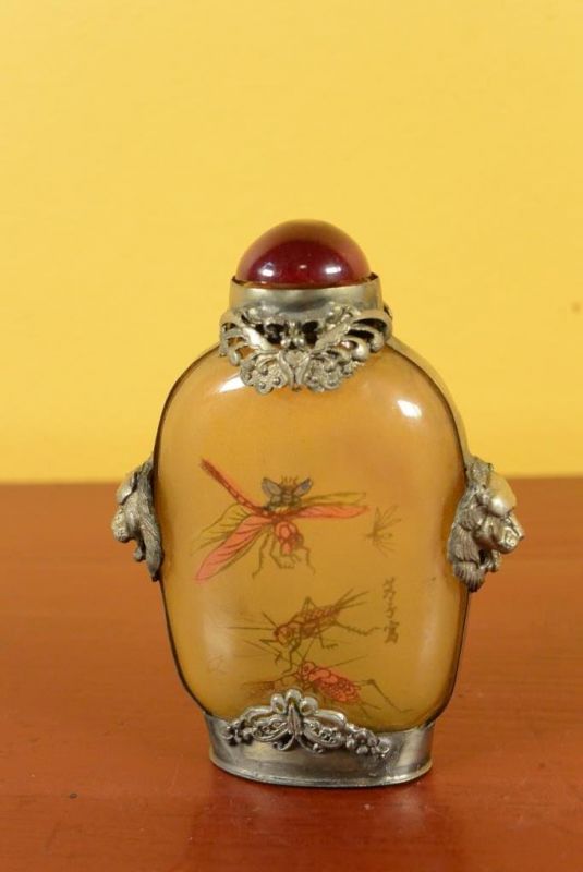 Glas Schnupftabakflasche - Schmetterlinge 3