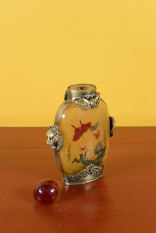 Glas Schnupftabakflasche - Schmetterlinge 5