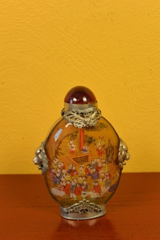 Glas Schnupftabakflasche Shaolin Mönche 2