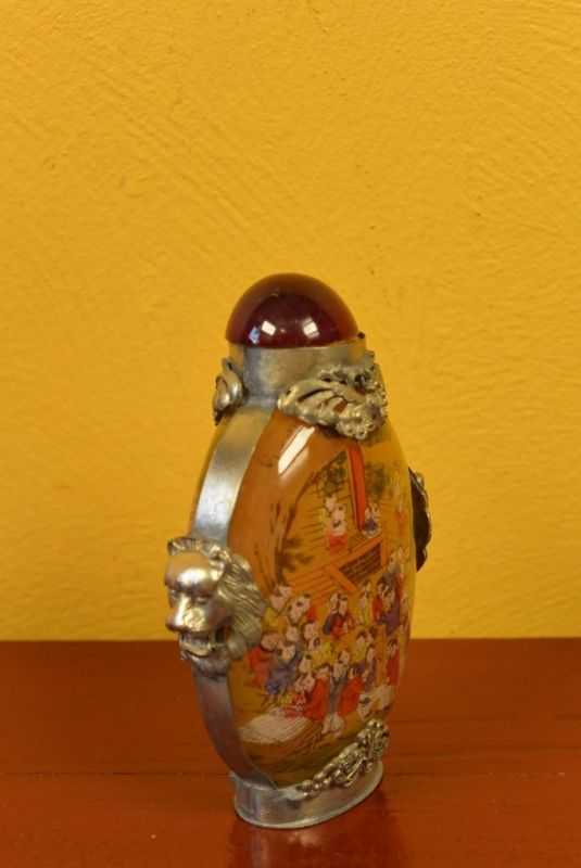 Glas Schnupftabakflasche Shaolin Mönche 3
