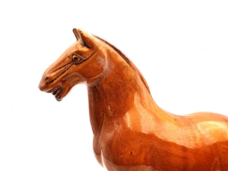 Glasiertes Terrakotta Tang Pferd - Statue - Orange 2