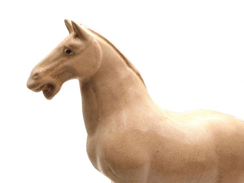 Glasiertes Terrakotta Tang Pferd - Statue - Weiß 2