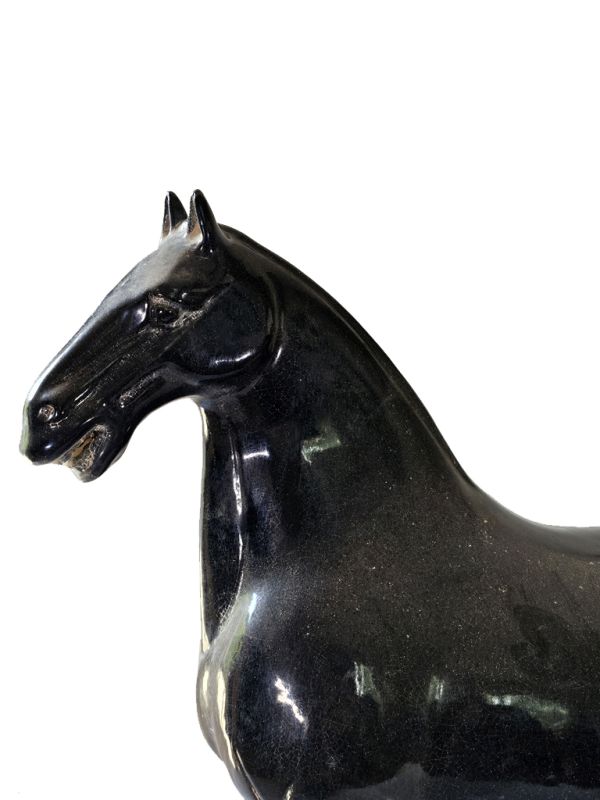 Gran Caballo de terracota esmaltado Tang - Estatua - Negro 2
