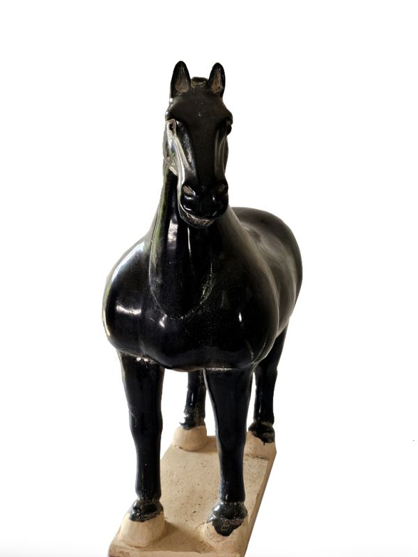 Gran Caballo de terracota esmaltado Tang - Estatua - Negro 4