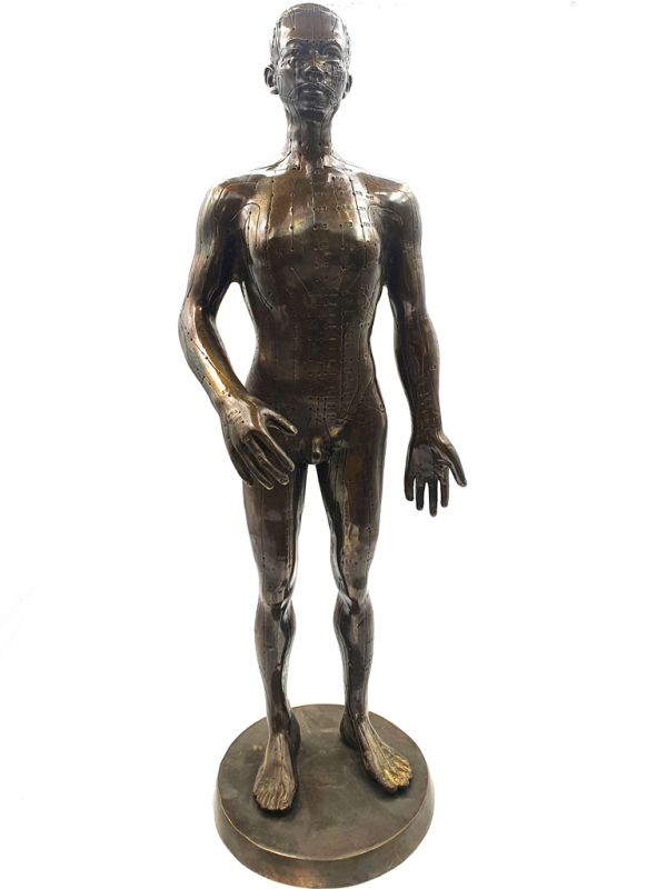 Gran estatua de acupuntura de bronce chino - Hombre 1