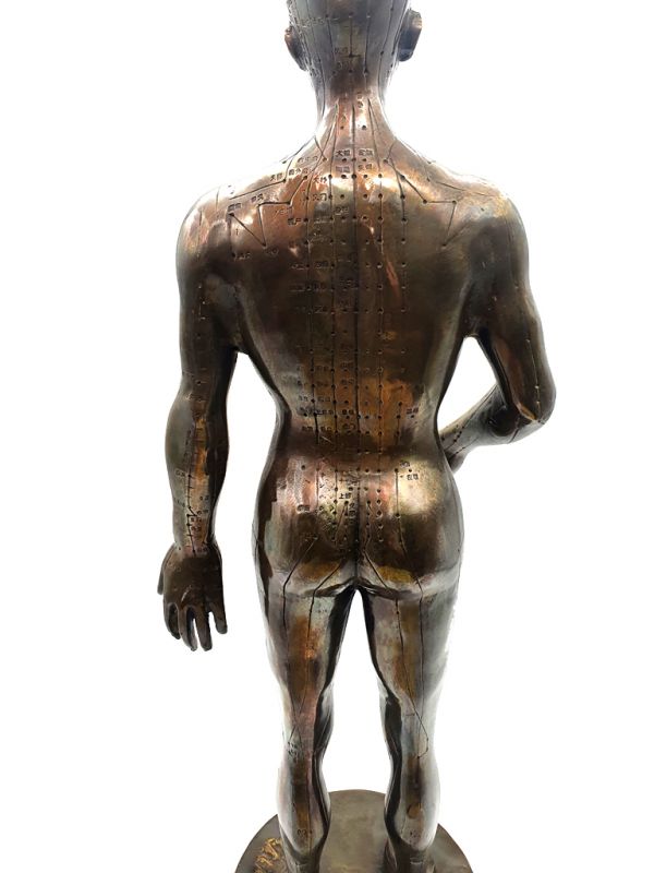 Gran estatua de acupuntura de bronce chino - Hombre 3