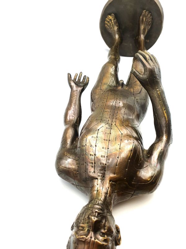Gran estatua de acupuntura de bronce chino - Hombre 4