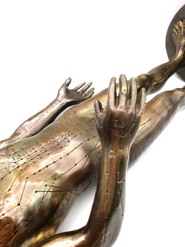 Gran estatua de acupuntura de bronce chino - Hombre 5