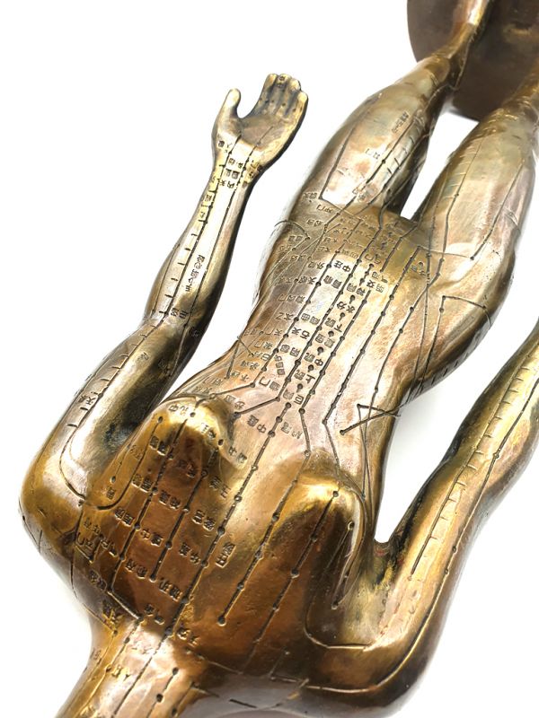 Gran estatua de acupuntura de bronce chino - Mujer 5