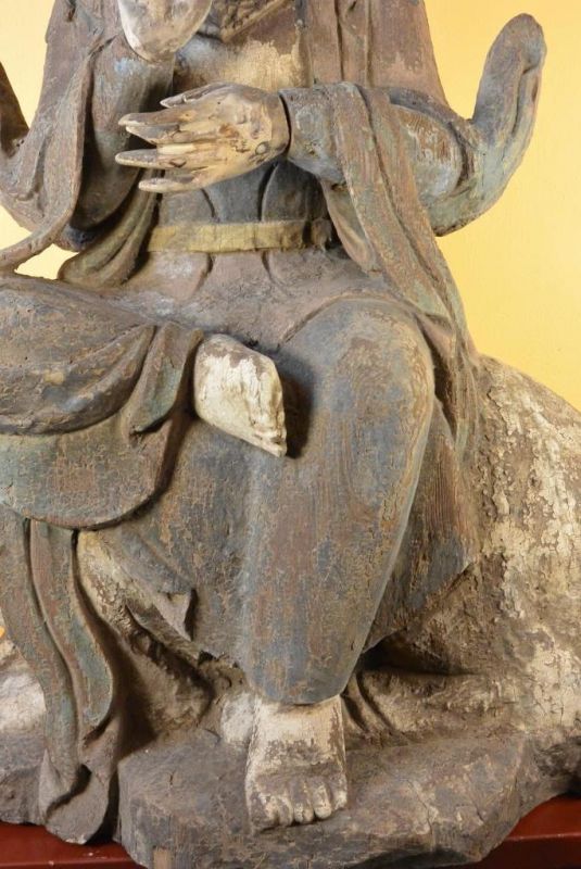 Gran estatua de madera de China - Diosa en un elefante 4