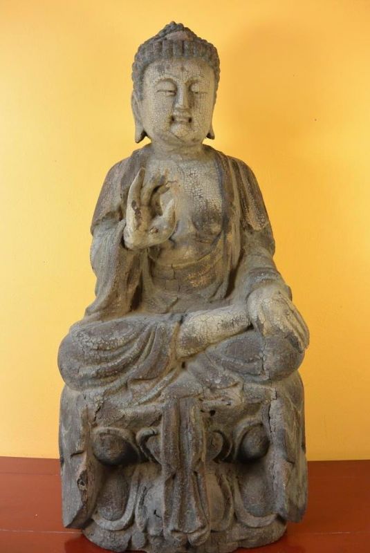 Gran estatua de madera de China - Posición de loto Buda 1