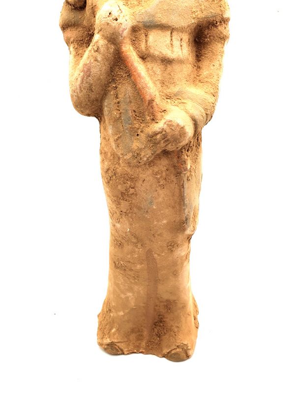 Gran Estatua de terracotta Dama de la corte China Abanico 3