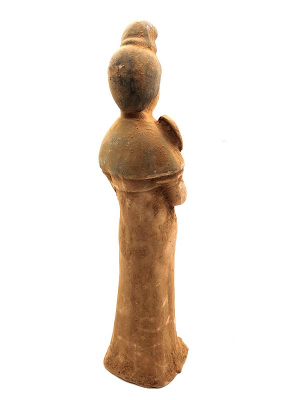 Gran Estatua de terracotta Dama de la corte China Abanico 4