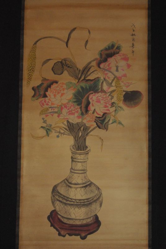 Gran flor de loto Pinturas Chinas en pergamino 1