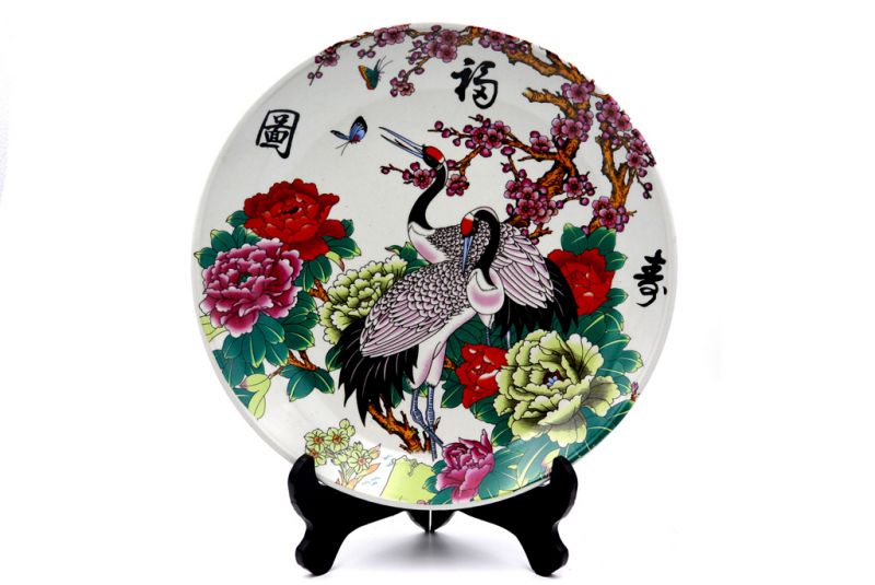 Gran Plato de Porcelana China 33cm - Las grúas 1