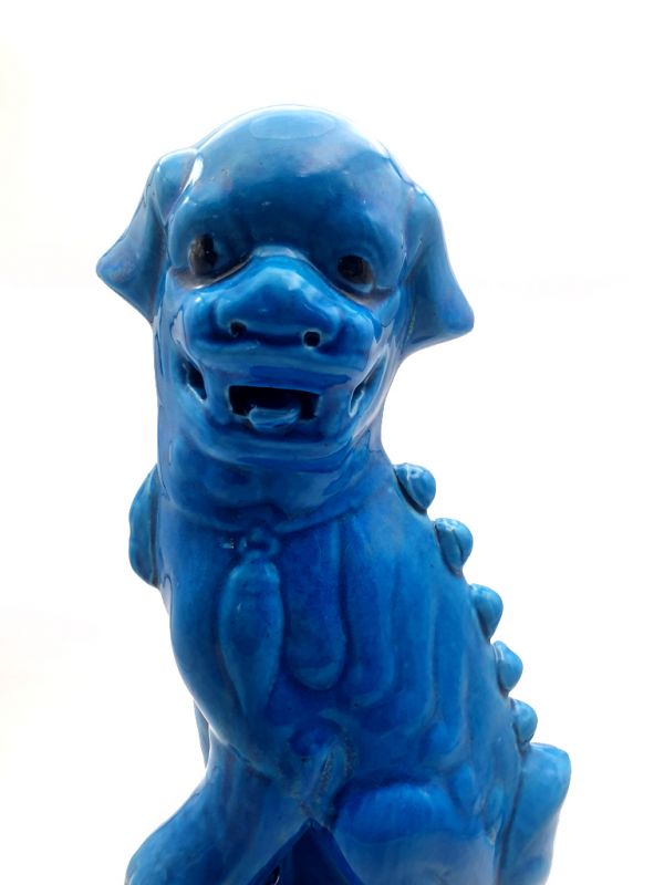 Grand Chien Foo en porcelaine - Bleu Ciel (à l'unité) 2