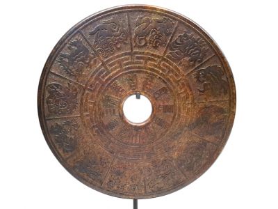 Grand disque Bi en Pierre 30cm Signe du Zodiaque
