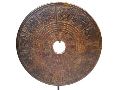 Grand disque Bi en Pierre 40cm Signe du Zodiaque