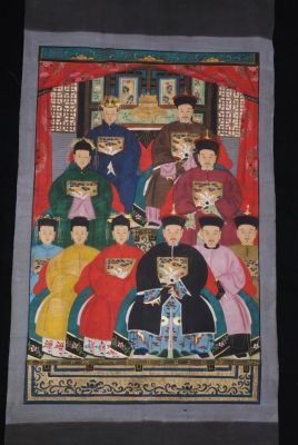 Grand Portrait d'ancêtres chinois 10 Personnages Grand Portrait d'ancêtres chinois 10 Personnages