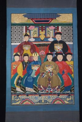 Grand Portrait d'ancêtres chinois 8 Personnages Grand Portrait d'ancêtres chinois 8 Personnages