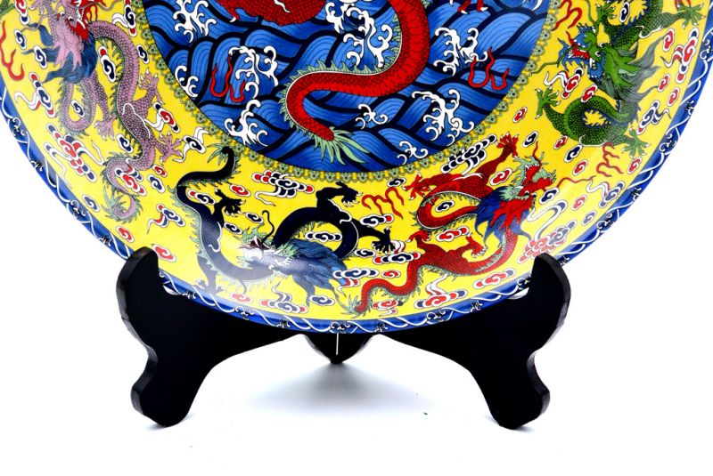 Grande Assiette Chinoise en porcelaine 33cm - Le dragon rouge 4
