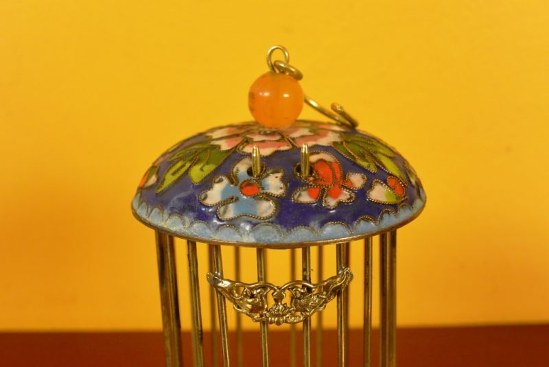 Grillenkäfig Metall Cloisonné Dunkelblau 2