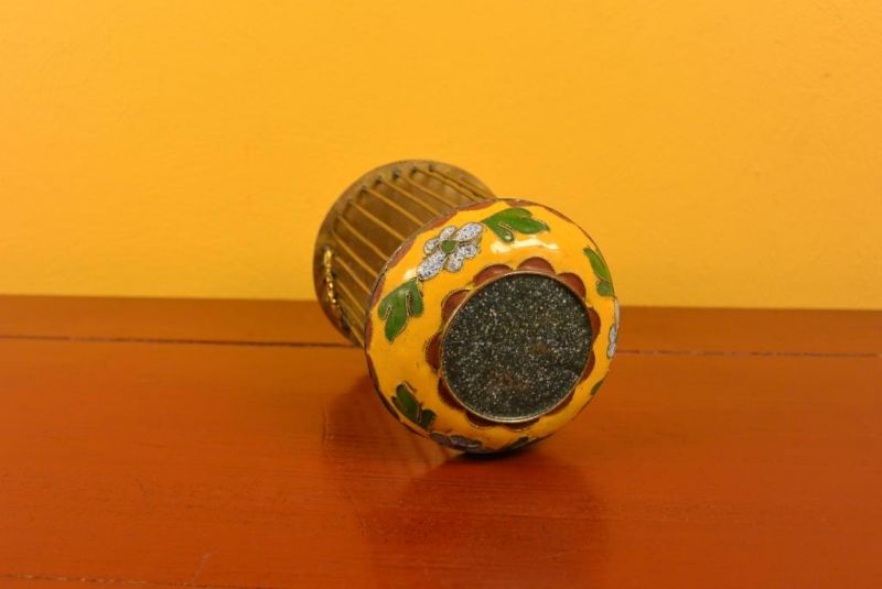 Grillenkäfige Metall Cloisonné Gelb / Blumen 5