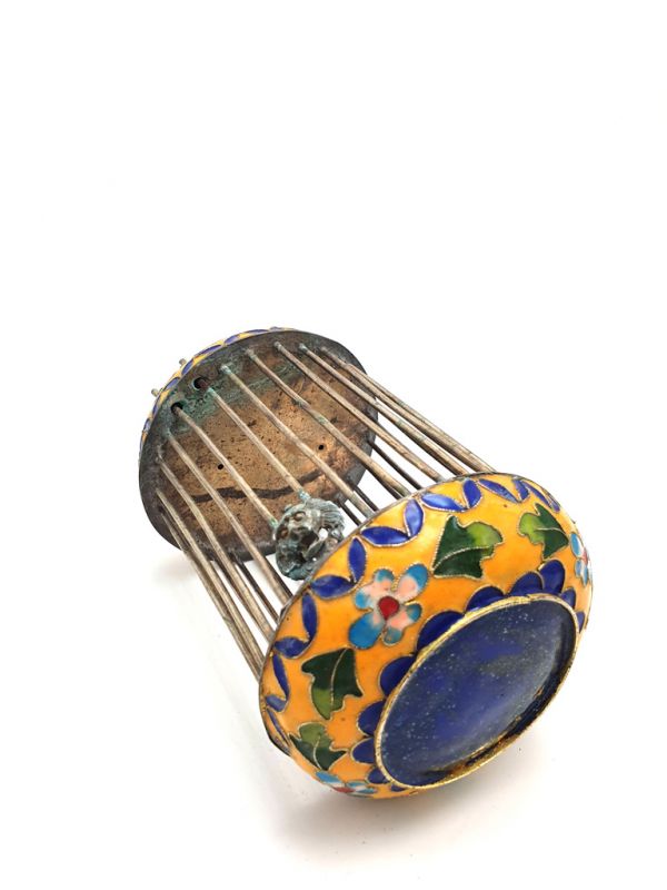 Grillenkäfige Metall Cloisonné Gelb Blumen 4