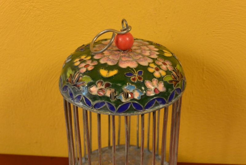 Grillenkäfige Metall Cloisonné Grün Blumen 2