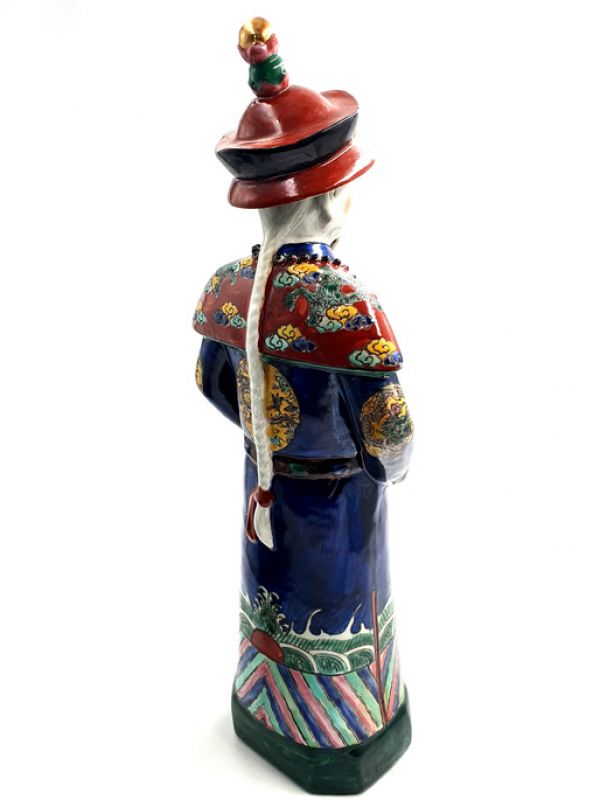 Groß Porzellan Statuen - Alter Mann Qing Mandarin - Stehen 4