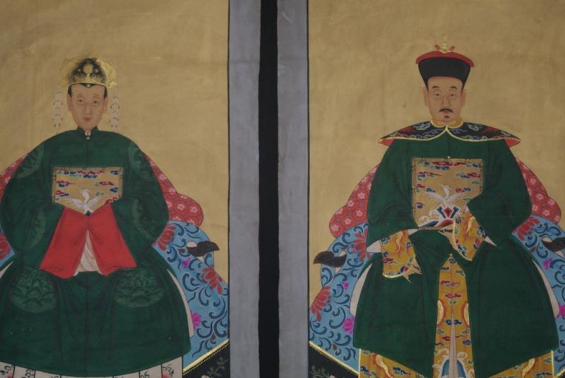 Große Ahnenpaare Kaiser Chinesische Malerei - Dunkelgrün 2