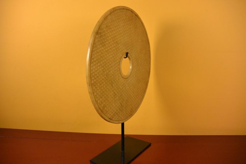Große Bi-Scheibe aus Jade 30cm Außergewöhnlich 5