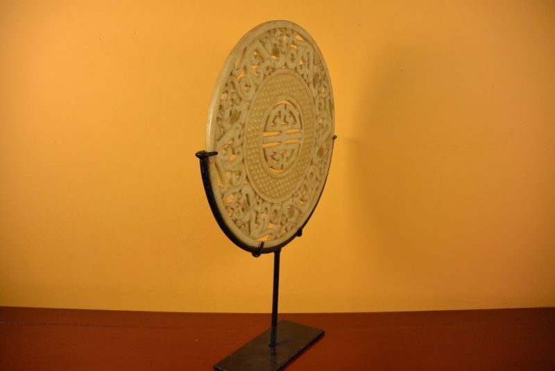 Große Bi-Scheibe aus Jade 30cm Außergewöhnliche Jade 5
