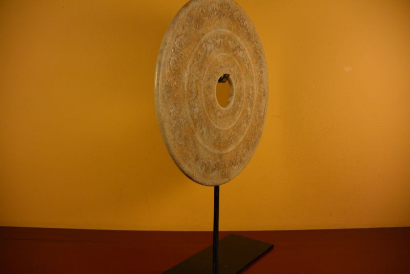 Große Bi-Scheibe aus Jade 30cm braun / gelb 5