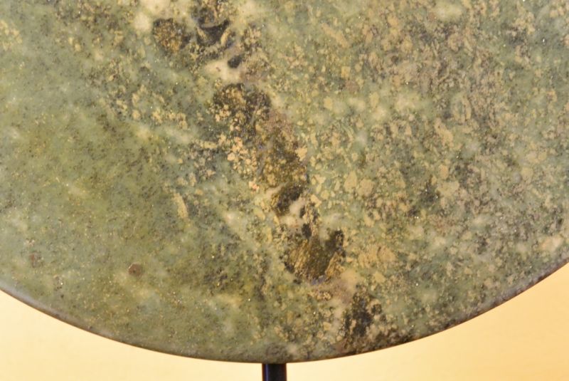 Große Bi-Scheibe aus Jade 30cm Dunkelgrün 4