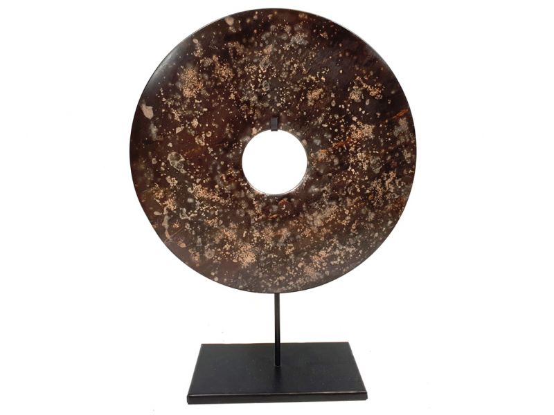 Große Bi-Scheibe aus Jade 30cm - Gehämmert 2