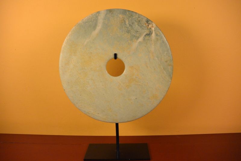 Große Bi-Scheibe aus Jade 30cm Grüne spotted 2 2