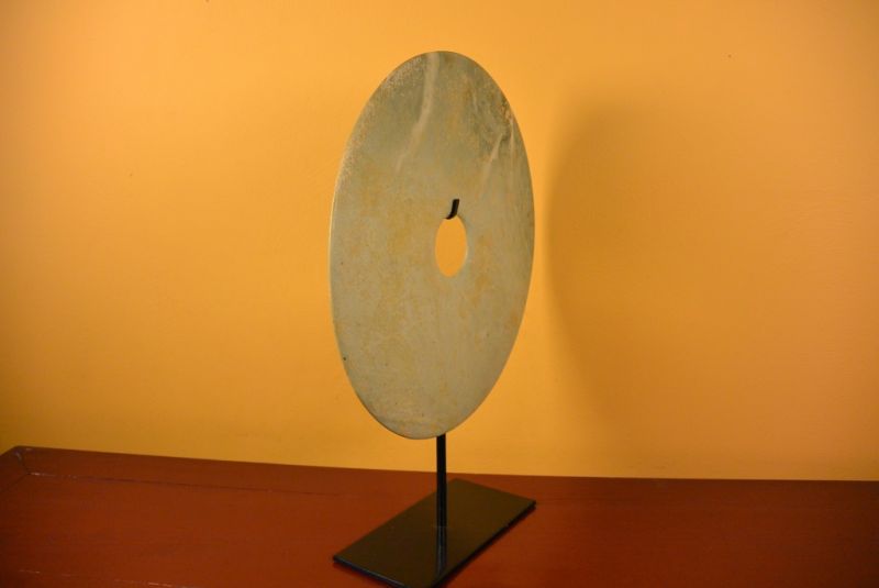 Große Bi-Scheibe aus Jade 30cm Grüne spotted 2 5