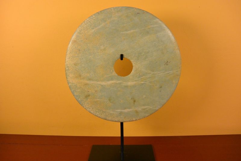 Große Bi-Scheibe aus Jade 30cm Grüne spotted 2