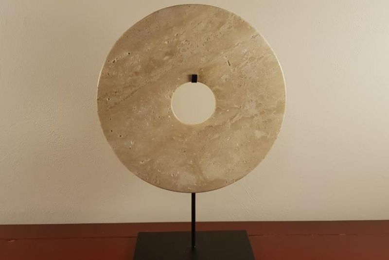 Große Bi-Scheibe aus Jade 30cm Hellbraun - Alter Stil 2
