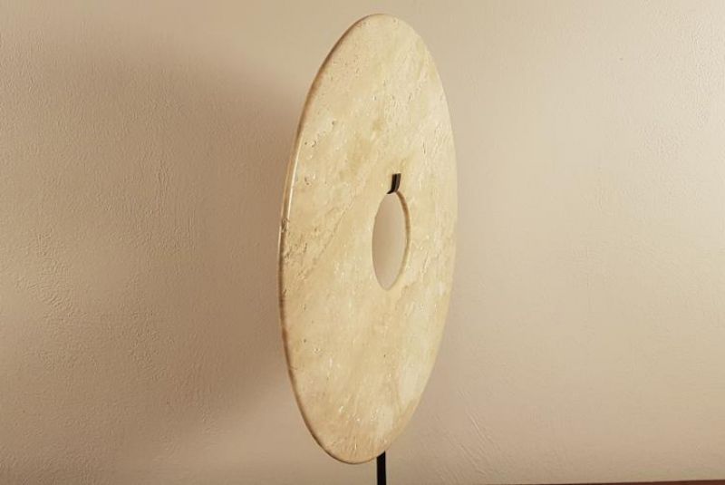 Große Bi-Scheibe aus Jade 30cm Hellbraun - Alter Stil 4