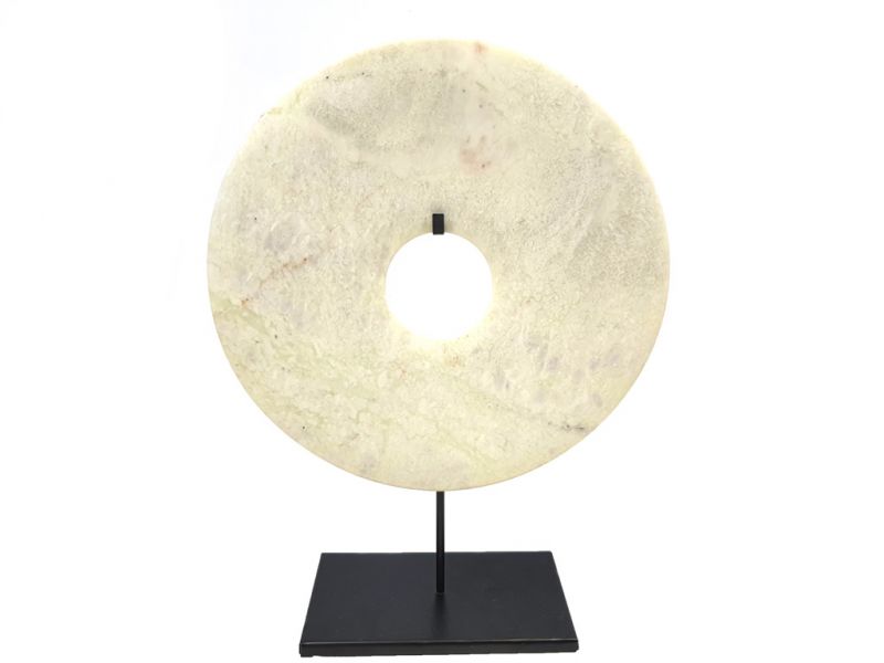 Große Bi-Scheibe aus Jade 30cm Jade Weiß geäderten 2