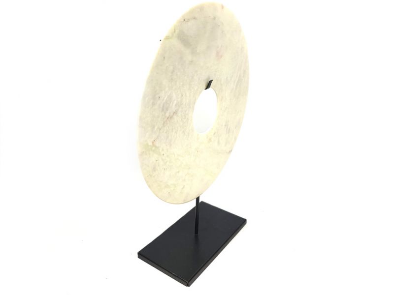 Große Bi-Scheibe aus Jade 30cm Jade Weiß geäderten 4