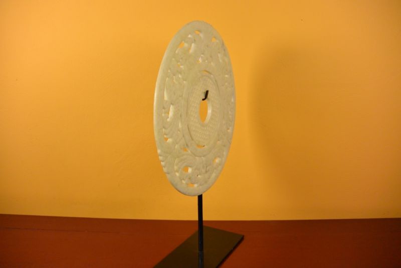 Große Bi-Scheibe aus Jade 30cm Kaiser Vögel 5