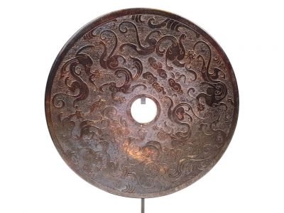 Große Bi-Scheibe aus Jade 30cm Mythische Tiere