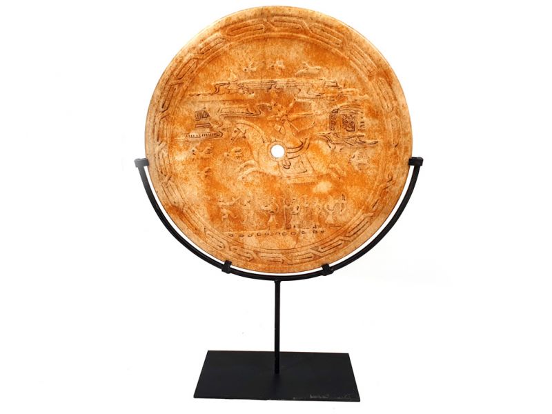 Große Bi-Scheibe aus Jade 30cm Reiter 2